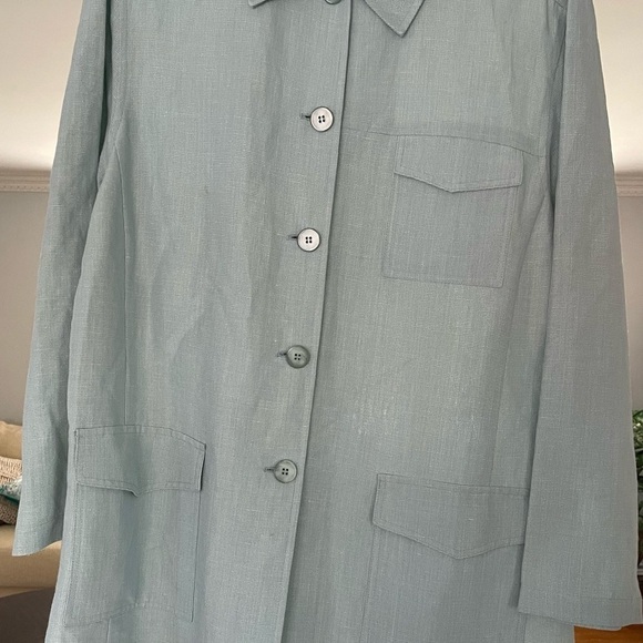 K  G R jacket/ blazer women, mint green long shirt/ jacket size 16 cotton - Picture 6 of 6